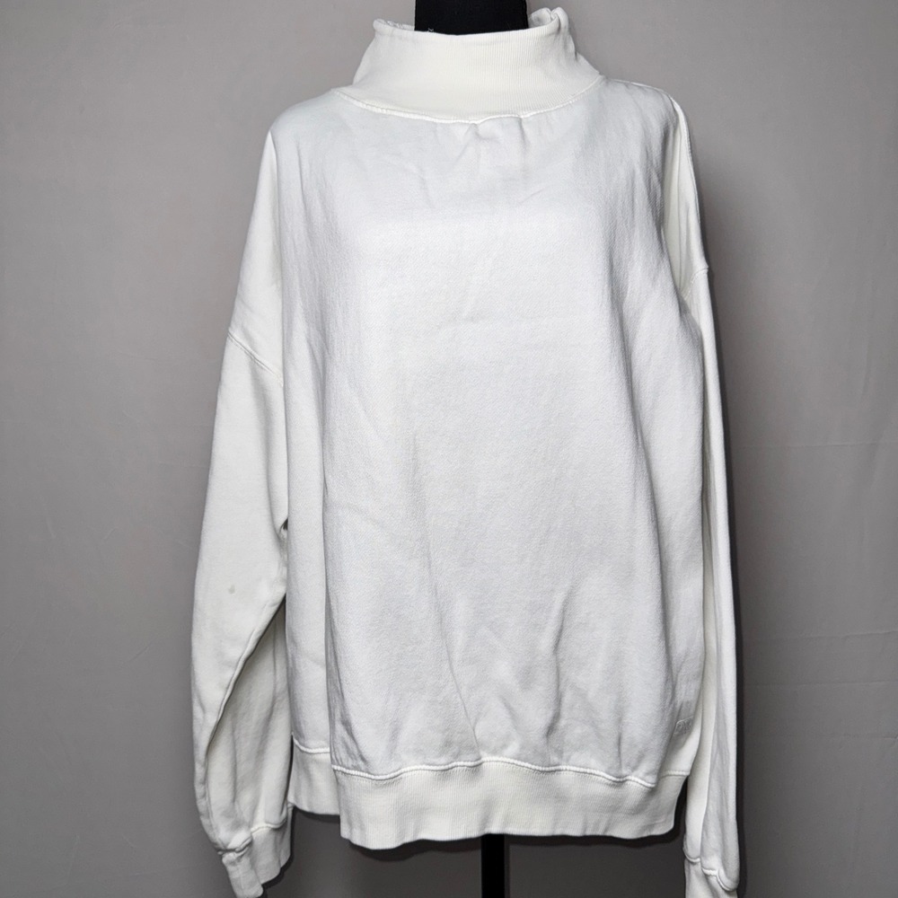 Royce Brand White Mock Neck Sweatshirt Womens XL Oversized Fleece Pullover